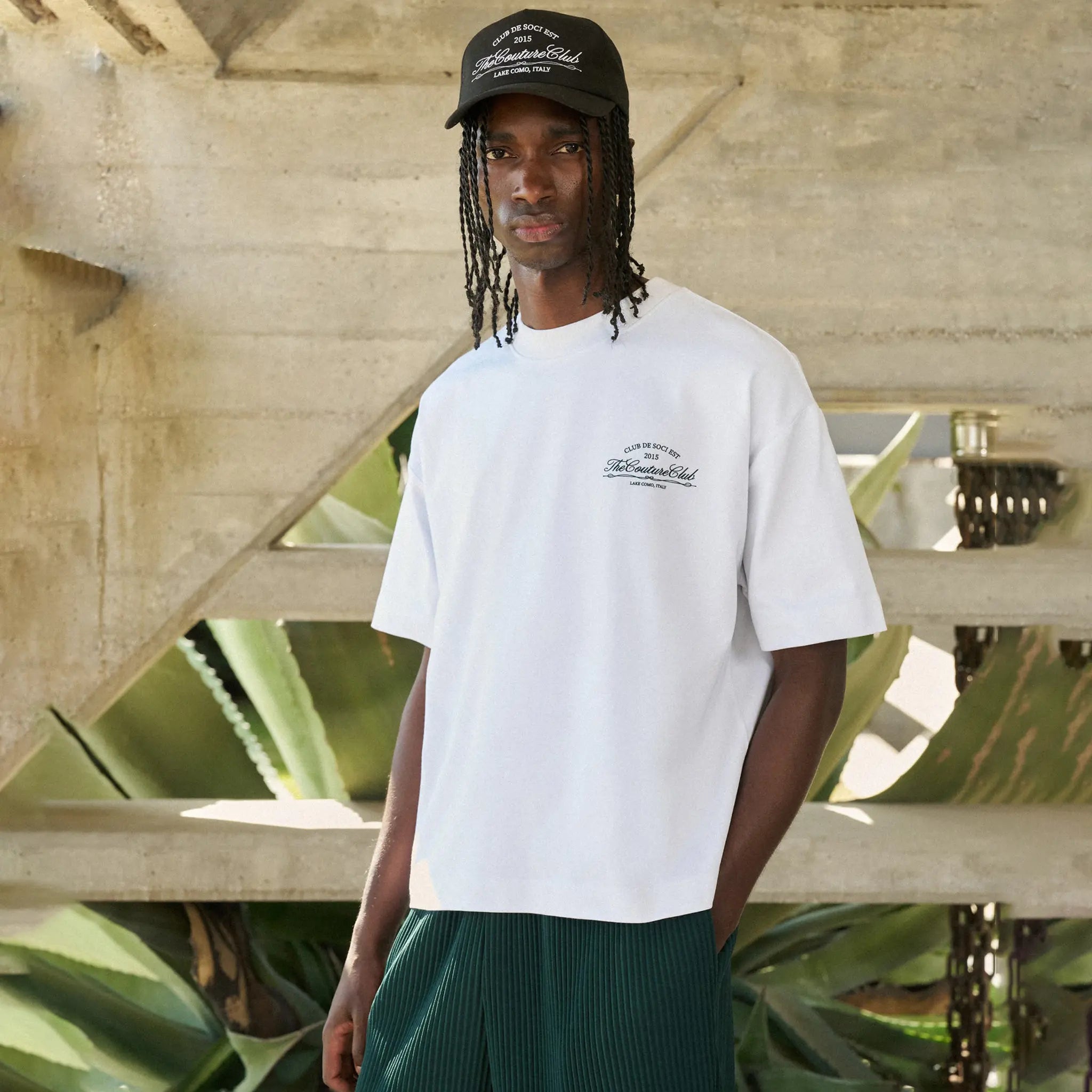 Front View of The Couture Club De Soci Graphic Forest Green T-Shirt